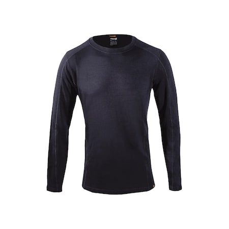 Men's Merino Base Layer Long Sleeve Mid-Weight Crew Neck Top, Black, Small